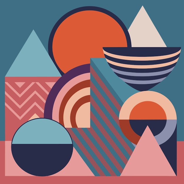 una ilustración colorida de un círculo con un fondo rojo y azul