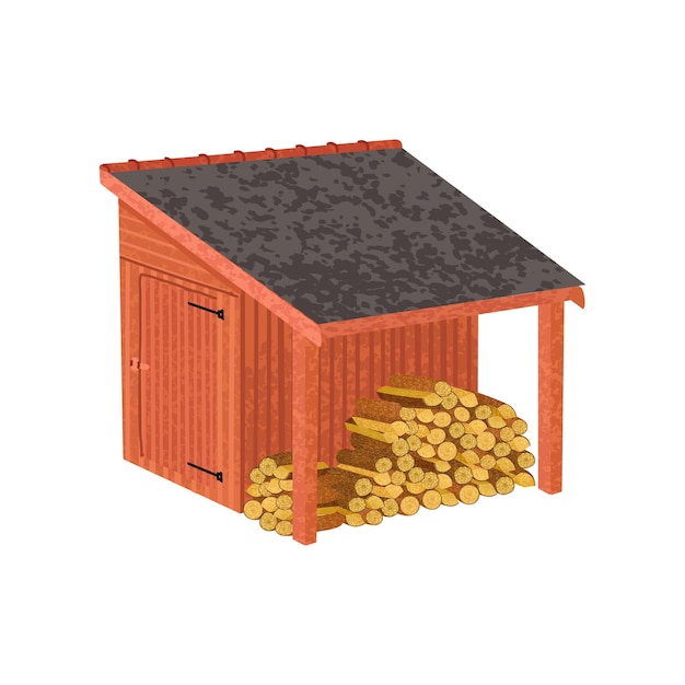 Ilustración colorida del cobertizo de madera
