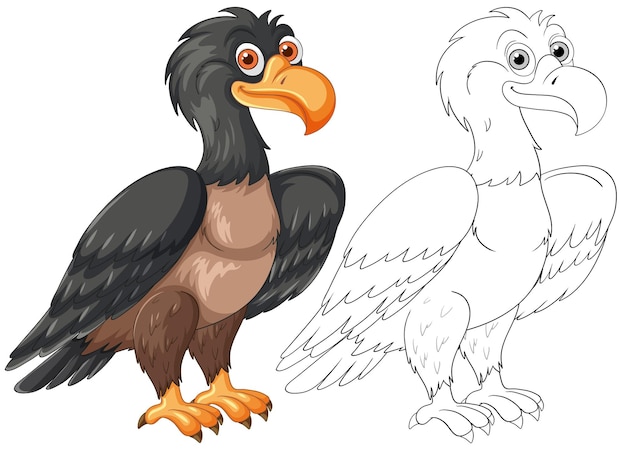 Ilustración colorida y delineada de las aves