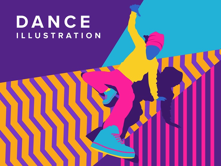 Vector ilustración colorida y divertida de un bailarín