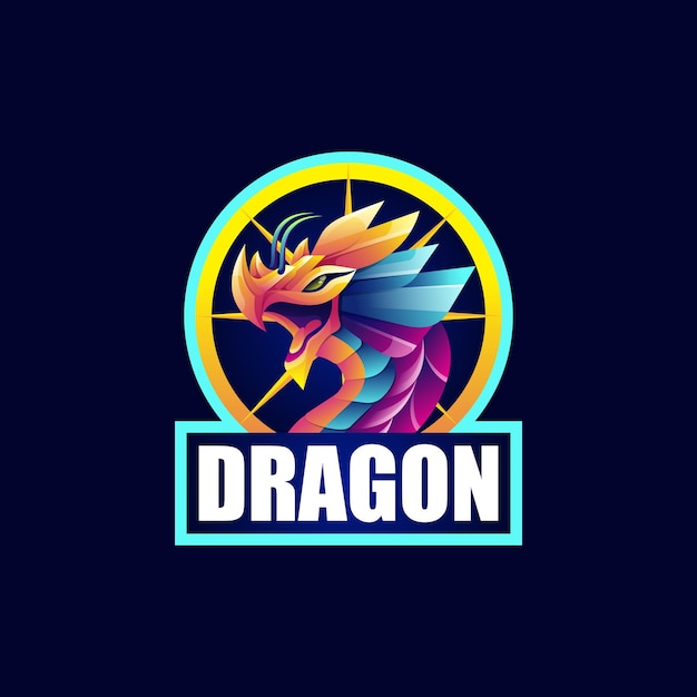 Vector ilustración colorida del dragón y logotipo de esport