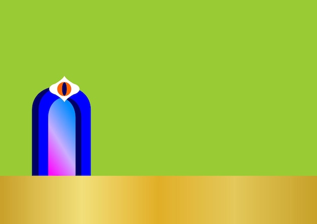 una ilustración colorida de un edificio con una tapa azul y amarilla