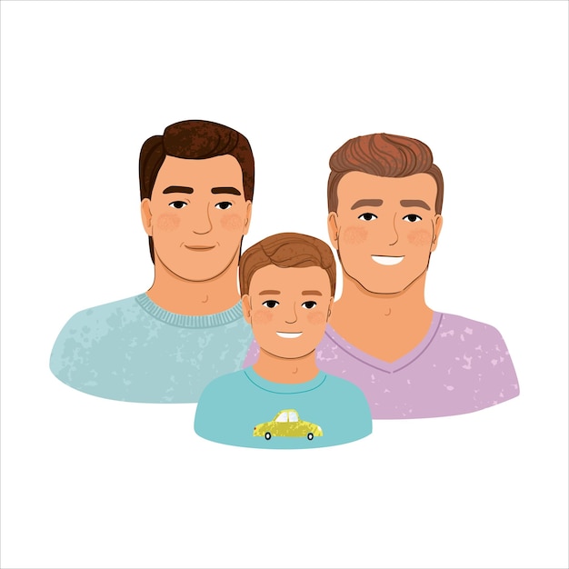 Ilustración colorida de la familia LGBT