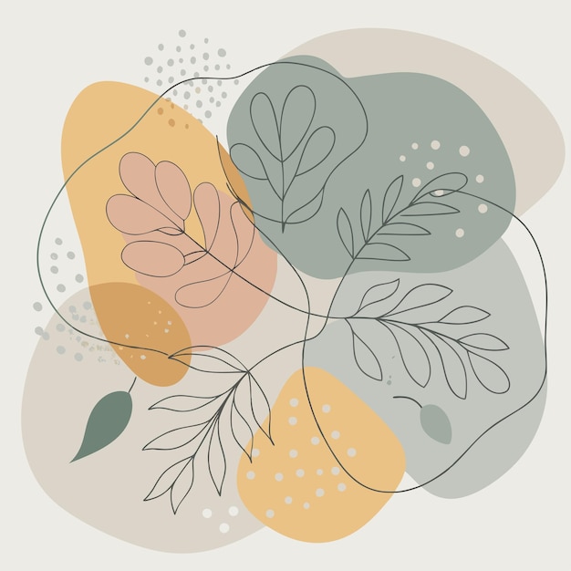 una ilustración colorida de flores y hojas con un fondo amarillo