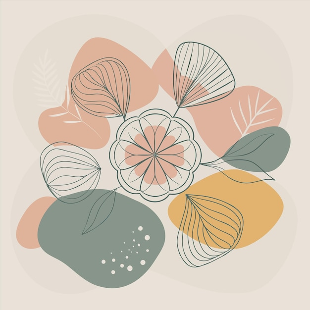 una ilustración colorida de flores y hojas con un fondo verde