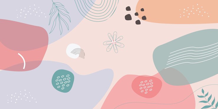 una ilustración colorida de un fondo rosa y púrpura con una flor azul y una flor rosa