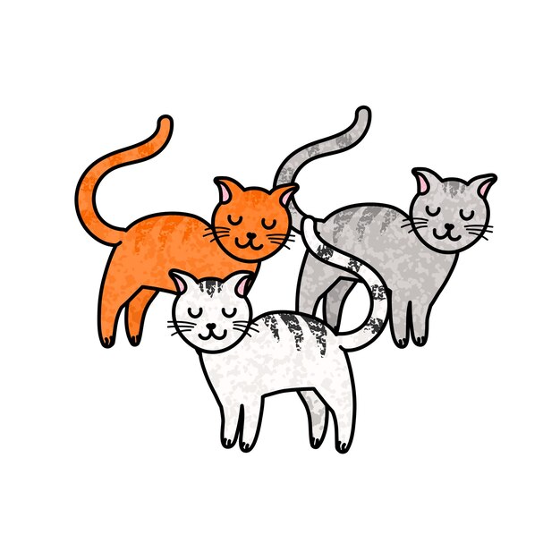 Ilustración colorida de los gatos