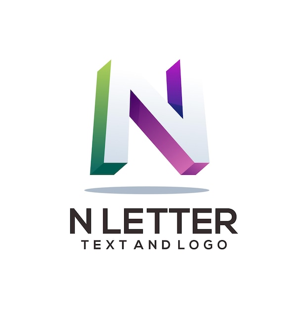 Vector ilustración colorida del gradiente del logotipo de la letra n