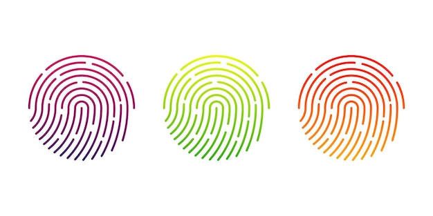 Ilustración colorida del icono del vector de la seguridad del bloqueo del diseño del logotipo de la huella digital