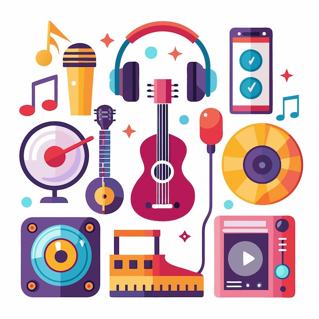 Ilustración colorida de los instrumentos musicales