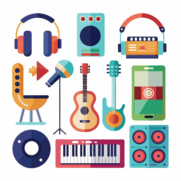 Ilustración colorida de los instrumentos musicales
