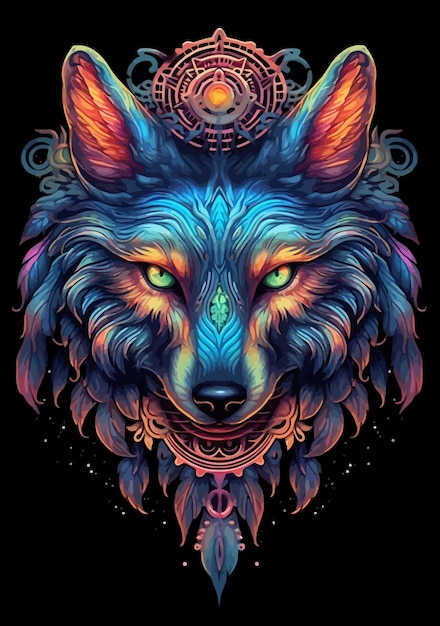 ilustración colorida del lobo