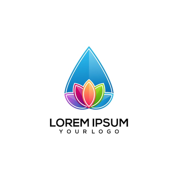 Ilustración colorida del logotipo de agua y loto