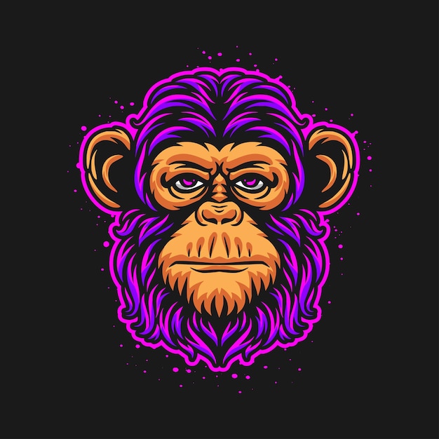 Ilustración colorida del logotipo de la cabeza de mono