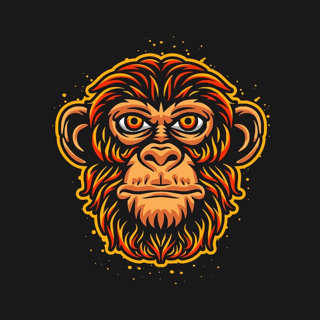 Ilustración colorida del logotipo de la cabeza de mono
