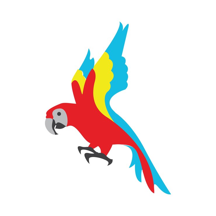 Vector ilustración colorida del loro volador