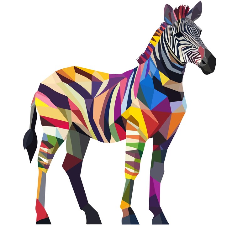 Vector ilustración colorida de low poly zebra vector en un fondo aislado