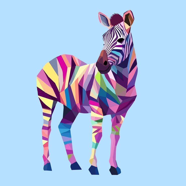 Vector ilustración colorida de low poly zebra vector en un fondo aislado