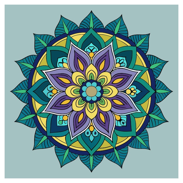 Ilustración colorida de Mandala Diseño vectorial Vibrantes y intrincados patrones