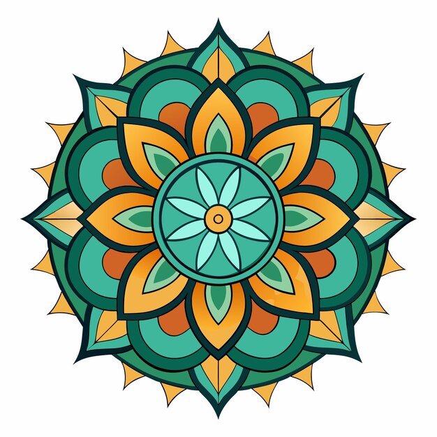 Ilustración colorida de Mandala Diseño vectorial Vibrantes y intrincados patrones