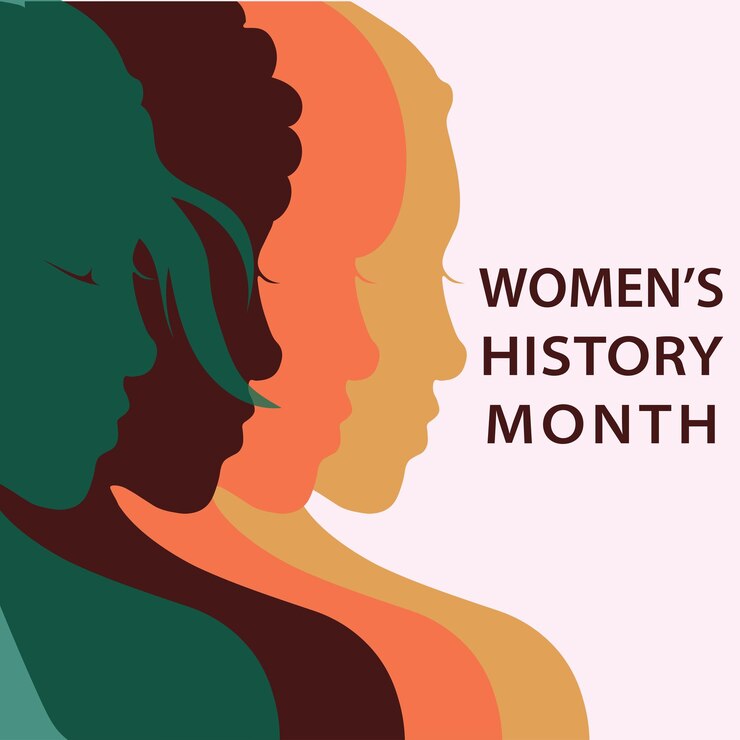 Ilustración colorida mes de la historia de las mujeres día internacional vector