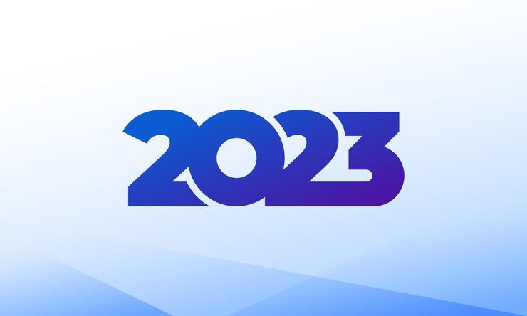 Vector ilustración colorida moderna de año nuevo 2023 con formas simples para calendario o tarjeta de felicitación