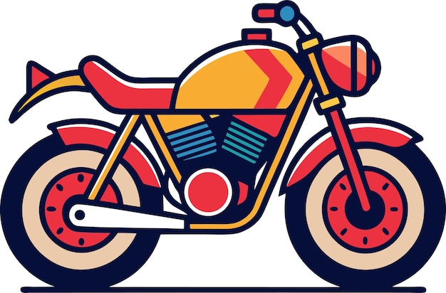 Ilustración colorida de una motocicleta retro