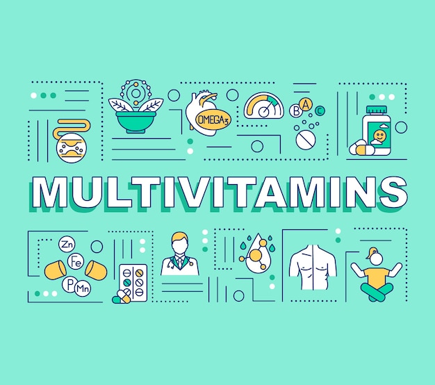 Ilustración colorida de multivitaminas