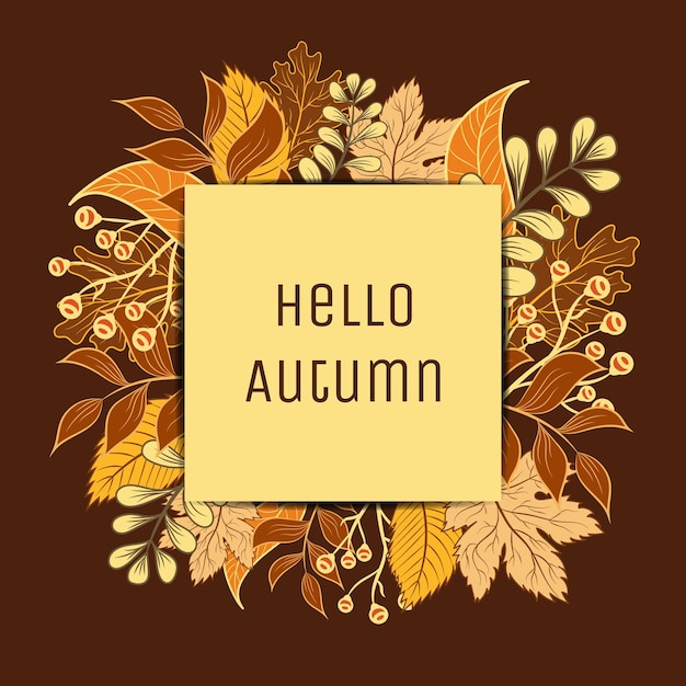 Vector ilustración colorida de otoño. hojas de otoño. hola otoño