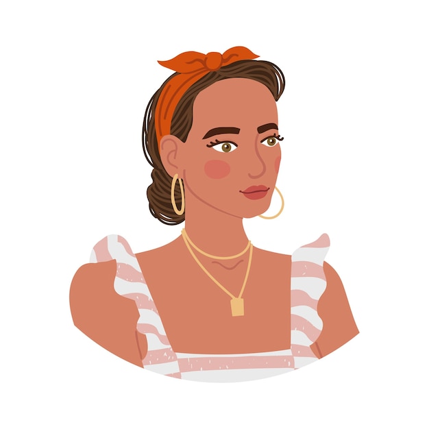 Vector ilustración colorida del peinado de la chica de moda