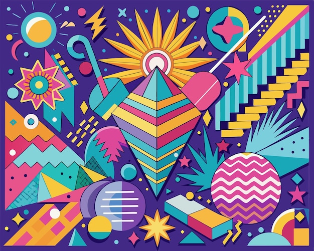 una ilustración colorida de un pescador estrella colorido y un fondo colorido