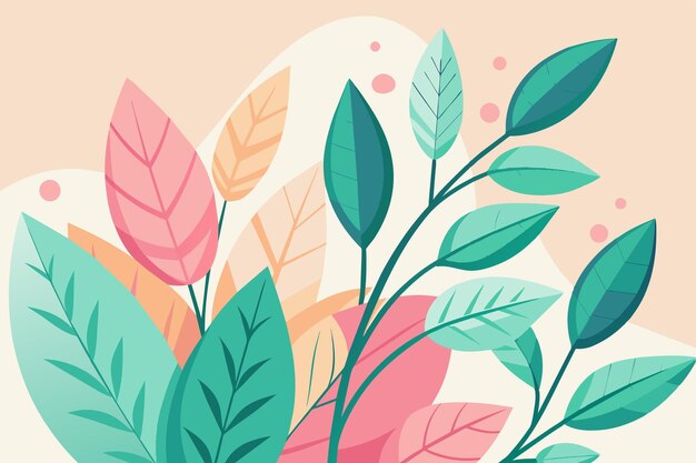 una ilustración colorida de una planta con flores rosas