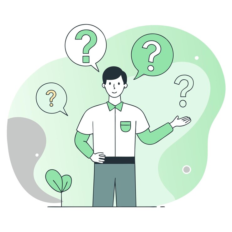 Vector ilustración colorida de preguntas basadas en conceptos con burbujas de pensamiento