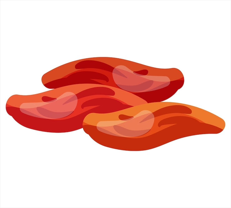 Vector ilustración colorida de rebanadas de frutas secas