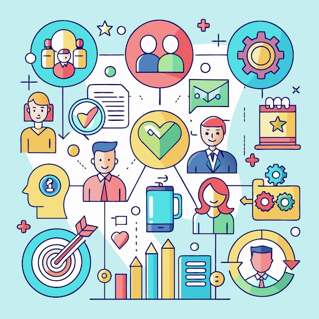Ilustración colorida del trabajo en equipo y la cooperación
