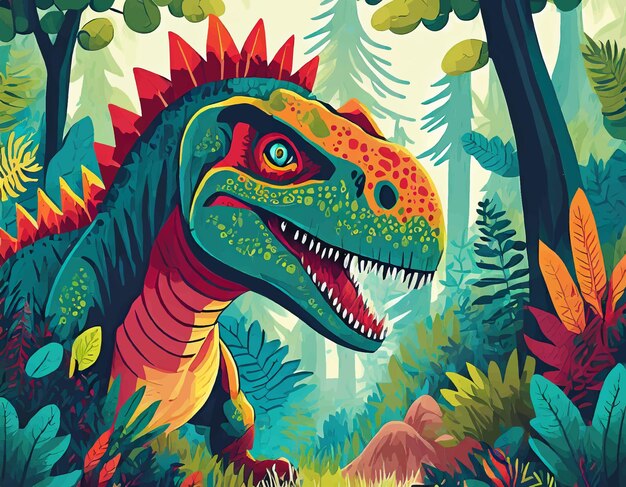 Vector ilustración colorida del trex