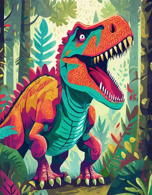 Vector ilustración colorida del trex