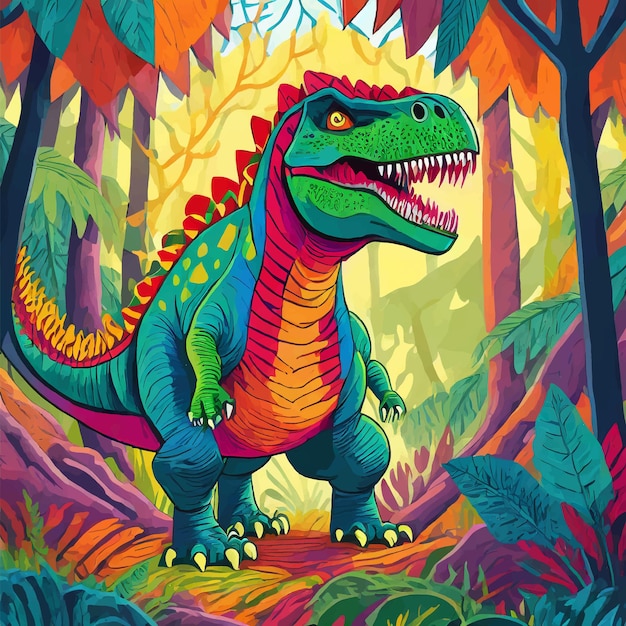 Vector ilustración colorida del trex