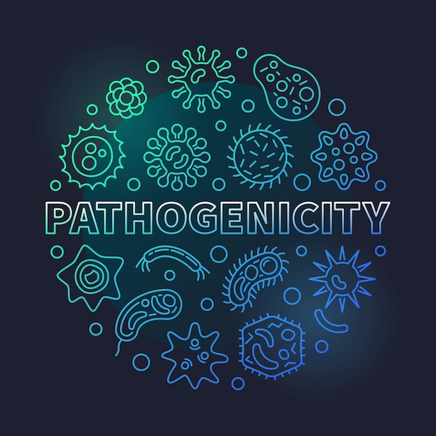 Ilustración colorida del vector circular de patogenicidad en estilo de línea fina