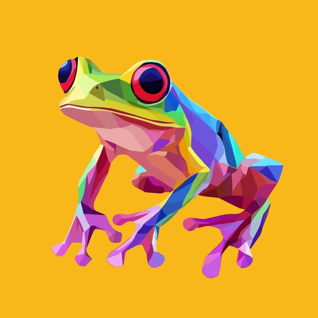 Ilustración colorida del vector de las ranas poli bajas