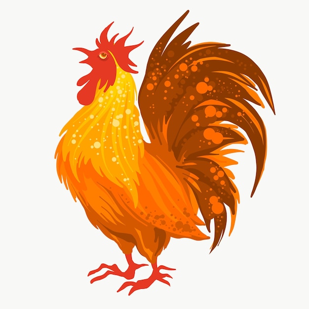Ilustración colorida del vector del símbolo del pájaro del fuego del gallo del año nuevo chino