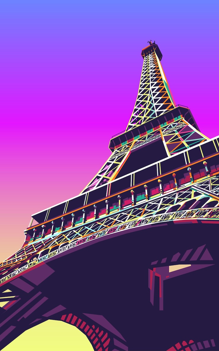 Vector ilustración colorida del vector de la torre eiffel