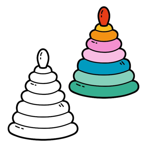 ilustración, colorido, página, de, garabato, pirámide