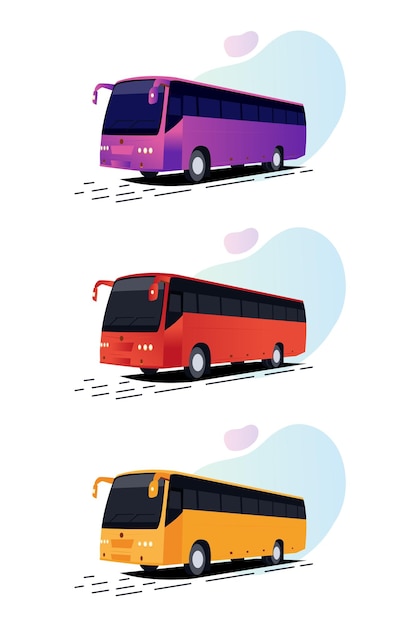 Vector ilustración de coloridos autobuses con diferentes colores