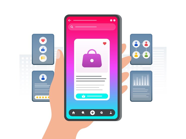 Vector ilustración de comercio social comentarios de las redes sociales influenciador de la comunidad de publicidad nativa