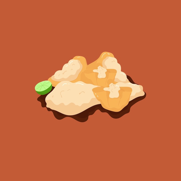 Ilustración de comida callejera indonesia