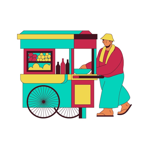 Vector ilustración de comida callejera tradicional de indonesia