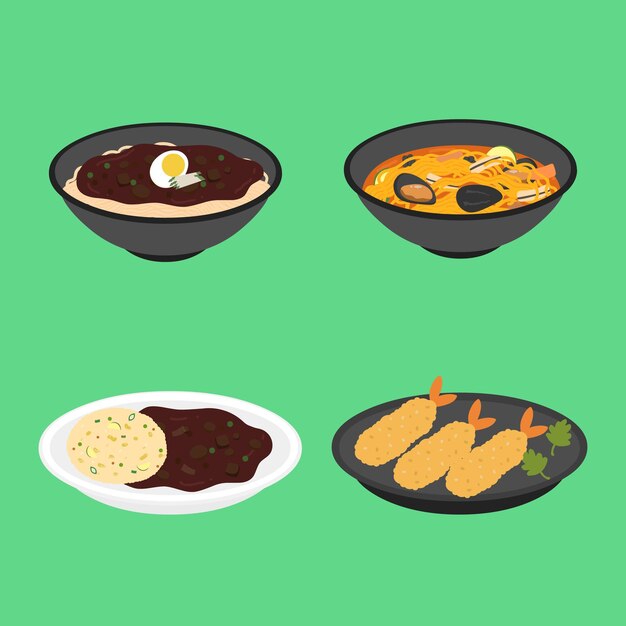 Ilustración de comida china en Corea