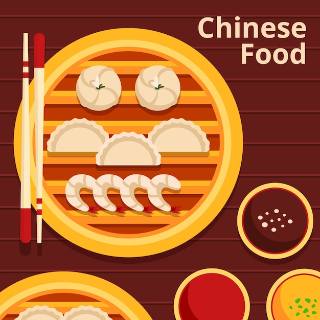 Vector ilustración de comida china dibujada a mano