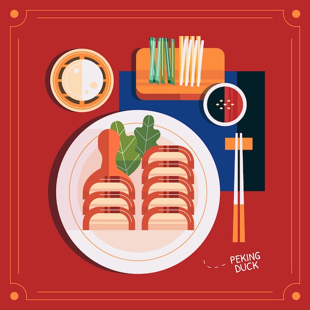 Vector ilustración de comida china de diseño plano